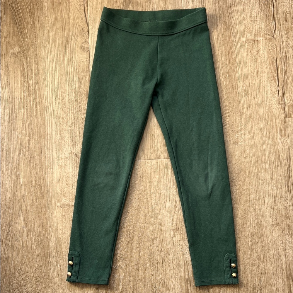 Janie and Jack Girls Forest Green Button Cuff Ponte Pants Size 7